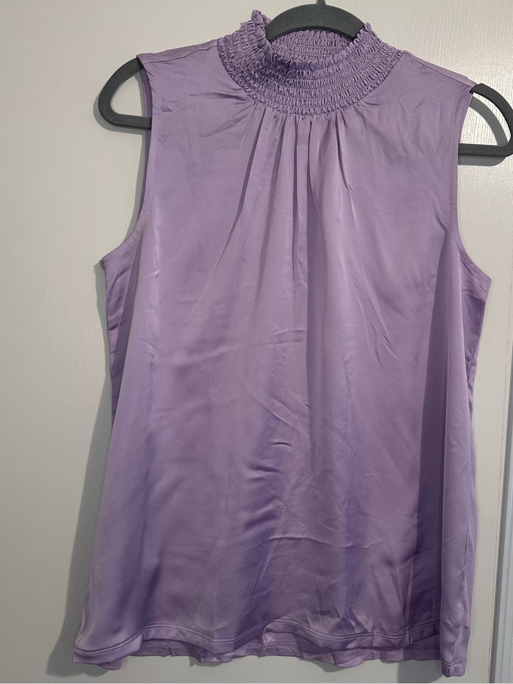 Ann Taylor Lavender Smocked High-Neck Sleeveless Camisole